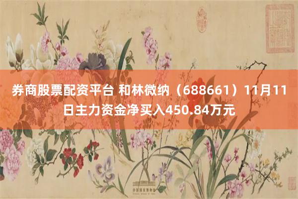 券商股票配资平台 和林微纳（688661）11月11日主力资金净买入450.84万元